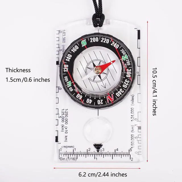 Alt view image 3 of 7 - _Mega Brand 4 Pcs Outdoor Compass with Adjustable Declination,Magnifier,Ruler,Scale. Multifunctional Orienteering Waterproof Compass for Map Reading, Navigation, Hiking (4 Pack Transparent)