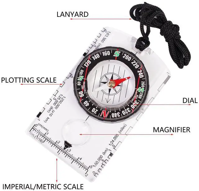 Alt view image 4 of 7 - _Mega Brand 4 Pcs Outdoor Compass with Adjustable Declination,Magnifier,Ruler,Scale. Multifunctional Orienteering Waterproof Compass for Map Reading, Navigation, Hiking (4 Pack Transparent)