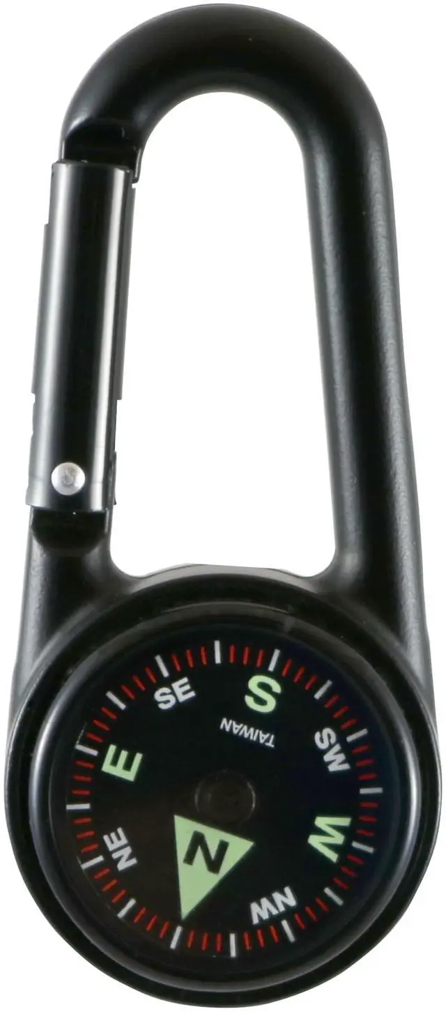 Main image of Carabiner Compass with Liquid-Filled Design, Luminous Directional Markers, Built-in Carabiner - Compact, Lightweight (1.2 x 2.7 x 0.4 in, 0.6 oz) for Hiking and Camping Navigation