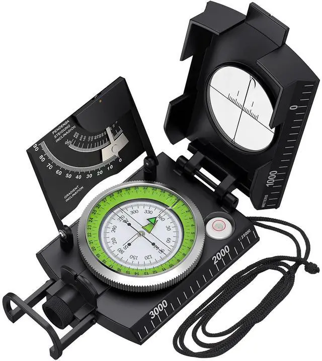 Main image of _Mega Brand IP65 Hiking Compass Waterproof Compass - Metal Compass Camping Compass with Sighting Clinometer with Carry Bag for Camping Hunting Hiking Geology Activities