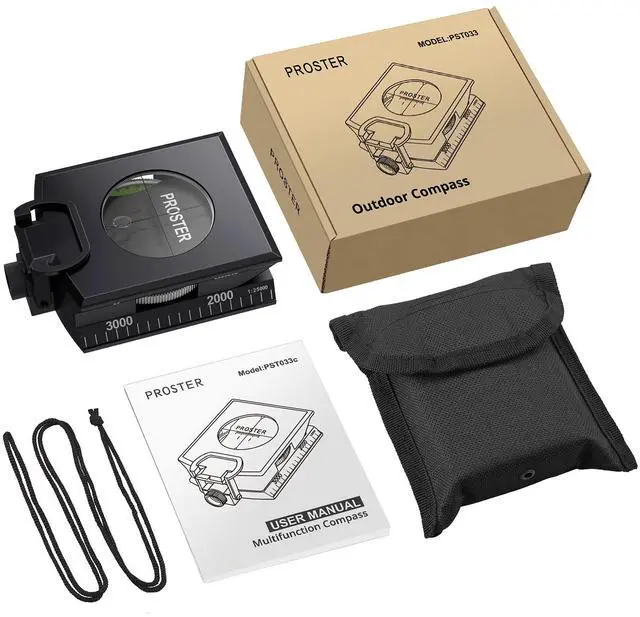 Alt view image 7 of 7 - _Mega Brand IP65 Hiking Compass Waterproof Compass - Metal Compass Camping Compass with Sighting Clinometer with Carry Bag for Camping Hunting Hiking Geology Activities