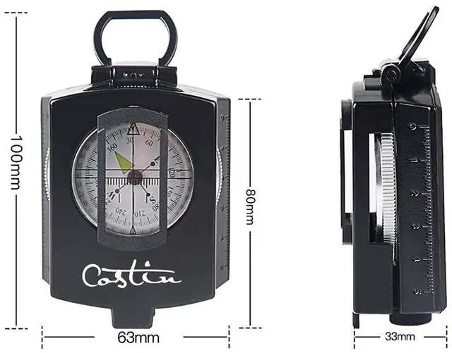 Alt view image 2 of 7 - _Mega Brand Multifunctional Compass, Metal Military Waterproof High Accuracy Compass with Map Measurer, Distance Calculator,Bubble Level Perfect for Outdoor Activities, Matte Black