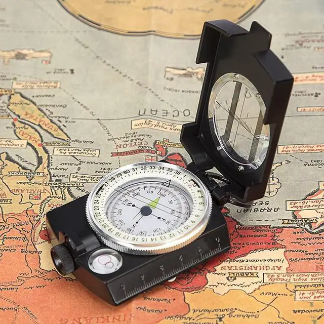 Alt view image 7 of 7 - _Mega Brand Multifunctional Compass, Metal Military Waterproof High Accuracy Compass with Map Measurer, Distance Calculator,Bubble Level Perfect for Outdoor Activities, Matte Black