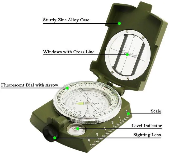 Alt view image 2 of 7 - Compass, Hiking Compass for Survival with Lensatic Water-Resistant Durable and Pocket-Sized