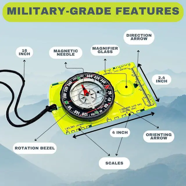 Alt view image 5 of 7 - _Mega Brand Pack of 2 Orienteering Compass Hiking-Compasses boy Scout Kids- Magnetic Gear Set Navigation map- Brujulas orientacion-Backpacking Camping Hunting Survival. (2 Compasses)