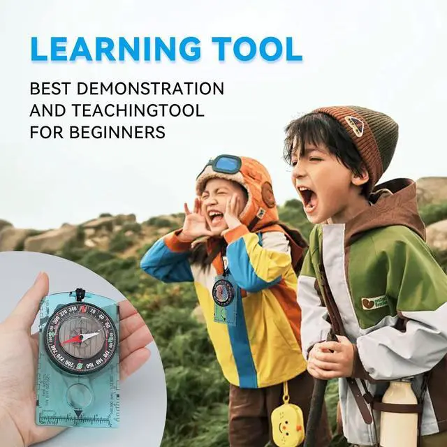 Alt view image 6 of 6 - Blue Compass for Kids,Wilderness Survival Compass for Hiking