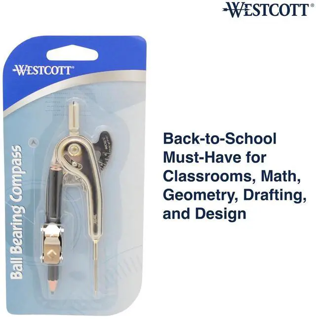 Alt view image 4 of 5 - Nickel-Plated Ball Bearing Compass with Pencil, Professional Style, Back-to-School Supplies, Draws Circles up to 13 Inches in Diameter