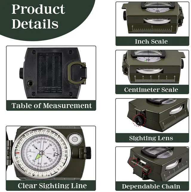 Alt view image 3 of 7 - _Mega Brand Hiking Compass for Survival with Waterproof Durable and Pocket-SizedTactical Survival Compass with LanyardClimbing Biking Exploring Geology, Outdoor Activities