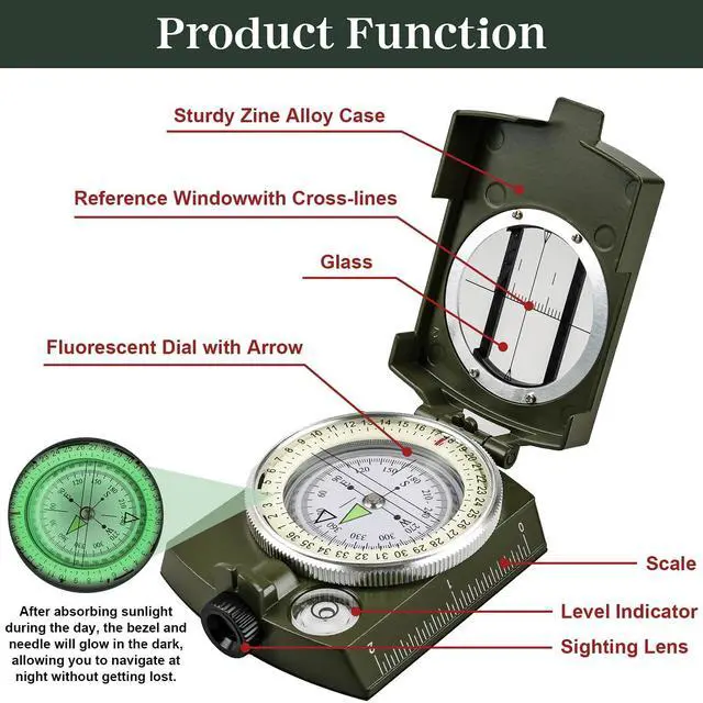 Alt view image 4 of 7 - _Mega Brand Hiking Compass for Survival with Waterproof Durable and Pocket-SizedTactical Survival Compass with LanyardClimbing Biking Exploring Geology, Outdoor Activities