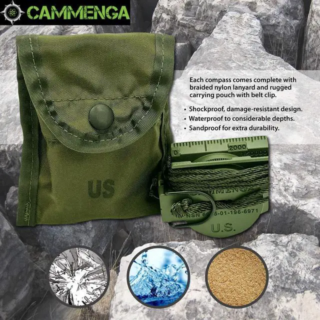 Alt view image 5 of 7 - _Mega Brand  Official US Military Tritium Lensatic Compass, Olive Drab Accurate Waterproof Hand Held Compasses with Pouch for Hiking Camping Navigation Survival Backpacking Orienteering