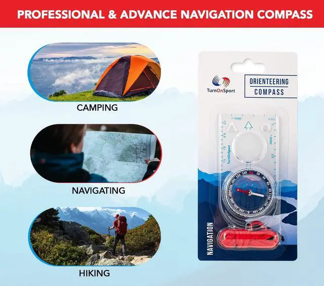 Alt view image 5 of 7 - Orienteering Compass - Hiking Backpacking Compass | Advanced Scout Compass Camping and Navigation | Boy Scout Compass Kids - Children Compasses for Map Reading - Baseplate Compass Survival