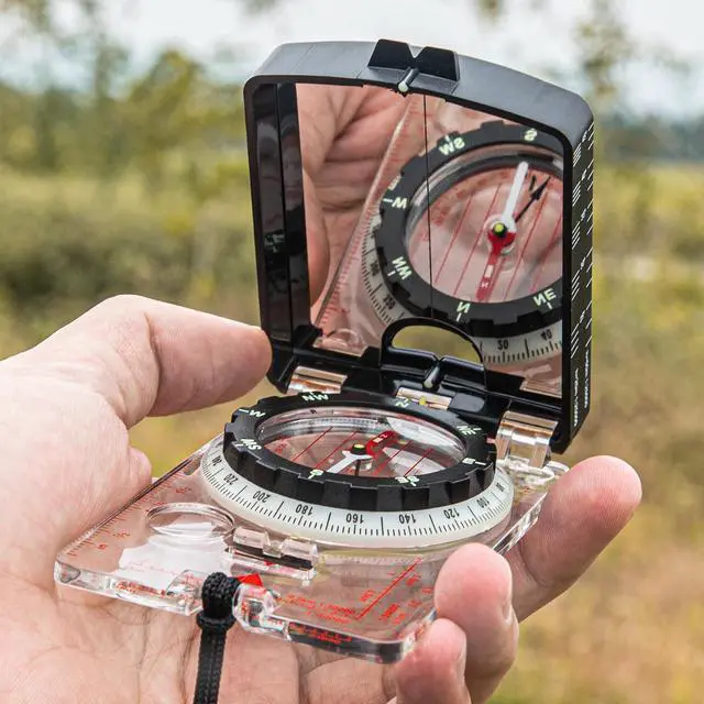 Alt view image 5 of 6 - _Mega Brand High-Precision Compass with Mirror for Hiking, Camping, Adjustable Declination, Portable Orienteering Compass with Map Scale & Lanyard, Perfect for Outdoor Navigation and Adventure