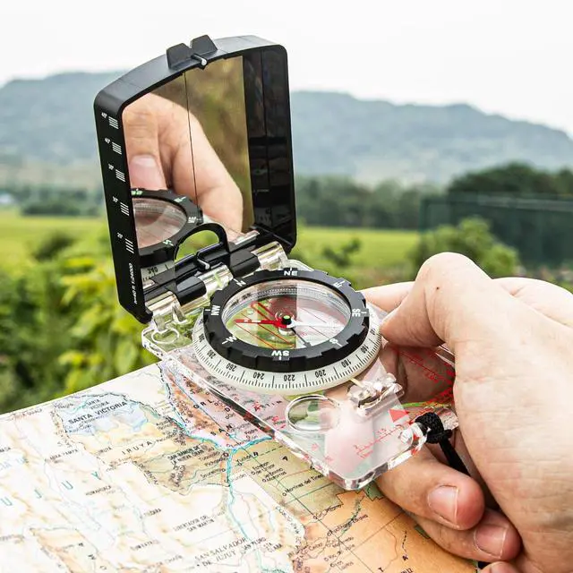Alt view image 6 of 6 - _Mega Brand High-Precision Compass with Mirror for Hiking, Camping, Adjustable Declination, Portable Orienteering Compass with Map Scale & Lanyard, Perfect for Outdoor Navigation and Adventure