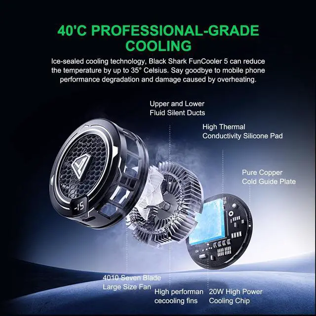 Alt view image 5 of 7 - _Mega Brand Cell Phone Cooler Heatsink for Gaming,Phone Cooling Fan Cooler for iPhone/iPad to Keep Phone Cool,Magnetic Phone Cooling Case Radiator with RGB LED for iPhone MagSafe Series/Samsung
