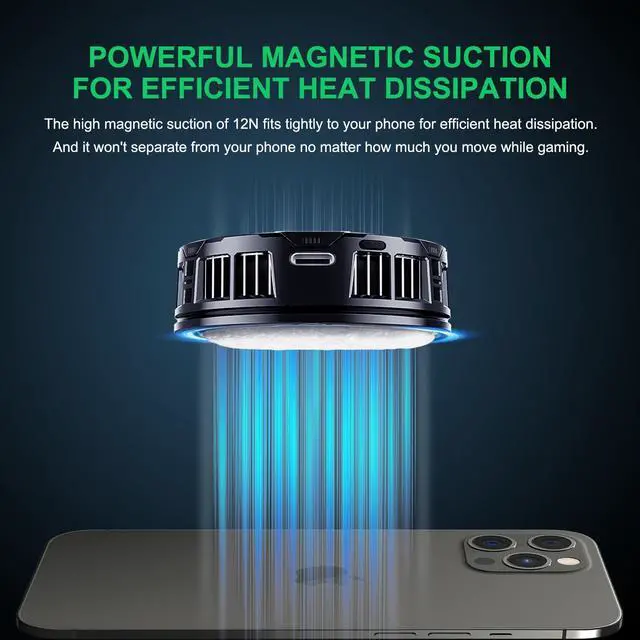 Alt view image 6 of 7 - _Mega Brand Cell Phone Cooler Heatsink for Gaming,Phone Cooling Fan Cooler for iPhone/iPad to Keep Phone Cool,Magnetic Phone Cooling Case Radiator with RGB LED for iPhone MagSafe Series/Samsung