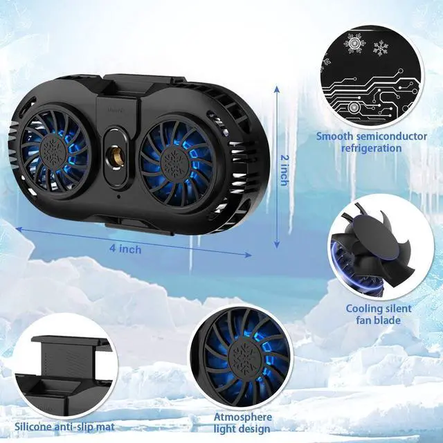 Alt view image 6 of 7 - NEVEIKA Phone Cooler, Cellphone Radiator with Dual Semi-Conductor Cooling Chip, Mobile Phones with a Width of 6 to 8 cm for Tiktok Live Streaming, Outdoor Vlog, Mobile Gaming.