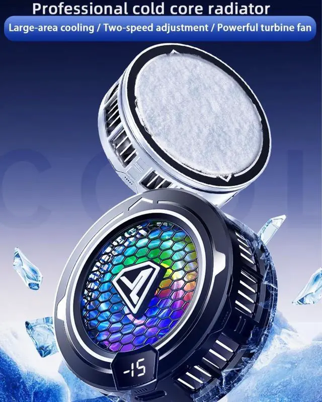 Alt view image 2 of 7 - _Mega Brand Phone Cooling Fan, Magnetic Radiator with RGB Lights,for Mobile Games and Live Streaming, Universal Compatibility for Android/iPhone/iPad, Large-Area Conduction Cooling (Cooler 2 Black)