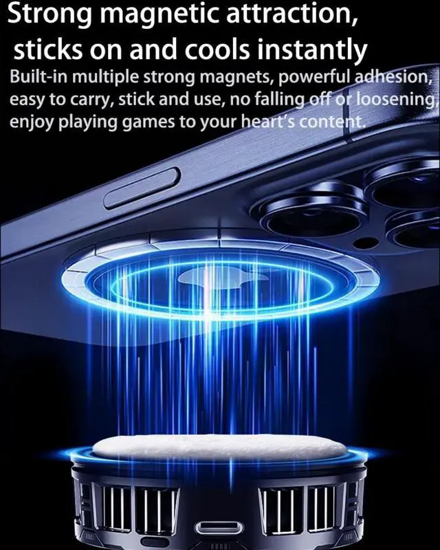 Alt view image 6 of 7 - _Mega Brand Phone Cooling Fan, Magnetic Radiator with RGB Lights,for Mobile Games and Live Streaming, Universal Compatibility for Android/iPhone/iPad, Large-Area Conduction Cooling (Cooler 2 Black)