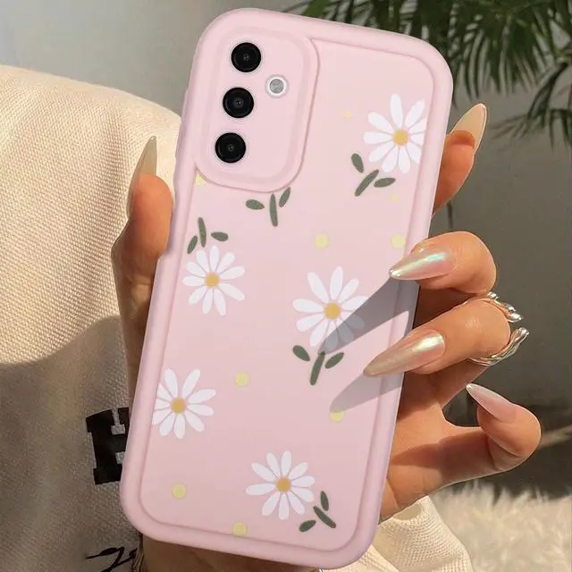 Alt view image 2 of 6 - _Mega Brand for Samsung Galaxy A15 5G Case, Creative Flower Pattern Design Girls Women Liquid Silicone Cover, Thicker Frame Shockproof and Scratch-Resistant Soft Case for Samsung A15 - Pink