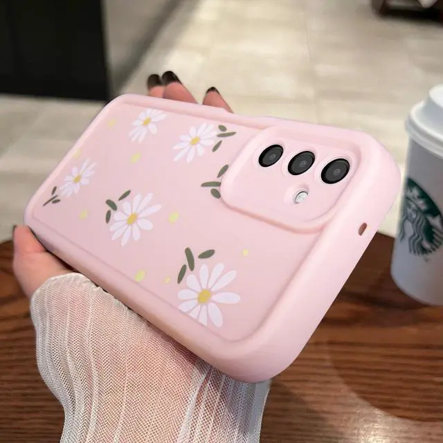Alt view image 3 of 6 - _Mega Brand for Samsung Galaxy A15 5G Case, Creative Flower Pattern Design Girls Women Liquid Silicone Cover, Thicker Frame Shockproof and Scratch-Resistant Soft Case for Samsung A15 - Pink