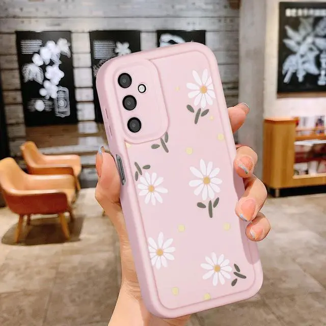 Alt view image 4 of 6 - _Mega Brand for Samsung Galaxy A15 5G Case, Creative Flower Pattern Design Girls Women Liquid Silicone Cover, Thicker Frame Shockproof and Scratch-Resistant Soft Case for Samsung A15 - Pink