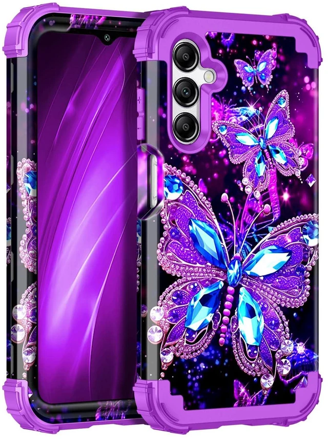 Main image of for Galaxy A16 5G Case,Glow in The Dark Three Layer Heavy Duty Shockproof Full Protection Hard Plastic Bumper+Soft Silicone Protective Case for Samsung Galaxy A16 5G 6.7 inch,Purple