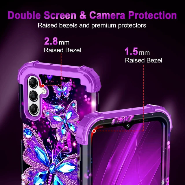 Alt view image 5 of 7 - for Galaxy A16 5G Case,Glow in The Dark Three Layer Heavy Duty Shockproof Full Protection Hard Plastic Bumper+Soft Silicone Protective Case for Samsung Galaxy A16 5G 6.7 inch,Purple
