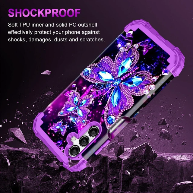 Alt view image 6 of 7 - for Galaxy A16 5G Case,Glow in The Dark Three Layer Heavy Duty Shockproof Full Protection Hard Plastic Bumper+Soft Silicone Protective Case for Samsung Galaxy A16 5G 6.7 inch,Purple
