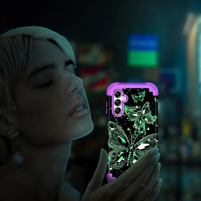 Alt view image 7 of 7 - for Galaxy A16 5G Case,Glow in The Dark Three Layer Heavy Duty Shockproof Full Protection Hard Plastic Bumper+Soft Silicone Protective Case for Samsung Galaxy A16 5G 6.7 inch,Purple