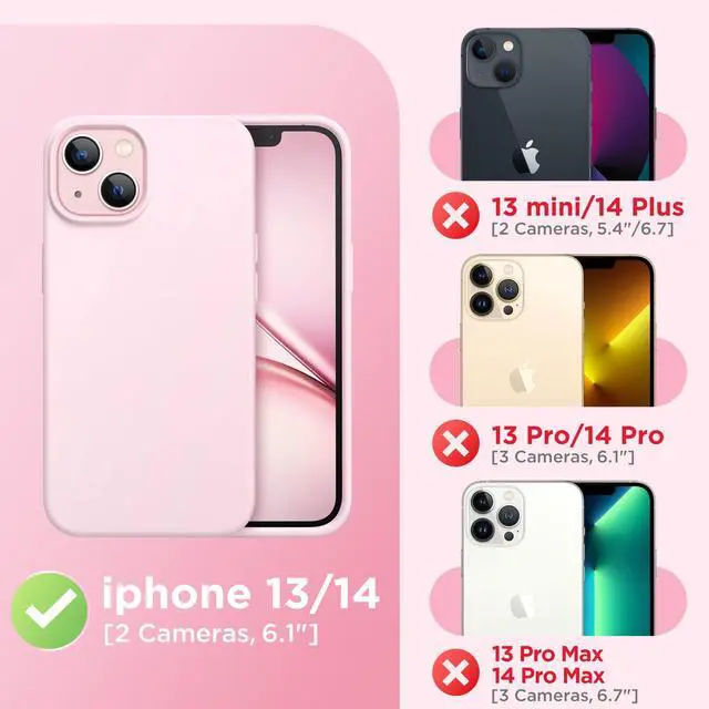 Alt view image 2 of 7 - _Mega Brand Magnetic for iPhone 13 Case & iPhone 14 Case, Compatible with MagSafe, [Soft Anti-Scratch Microfiber Lining], Slim Liquid Silicone Shockproof Protective Phone Case 6.1 inch, Chalk Pink