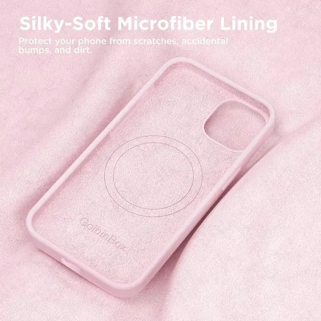 Alt view image 6 of 7 - _Mega Brand Magnetic for iPhone 13 Case & iPhone 14 Case, Compatible with MagSafe, [Soft Anti-Scratch Microfiber Lining], Slim Liquid Silicone Shockproof Protective Phone Case 6.1 inch, Chalk Pink