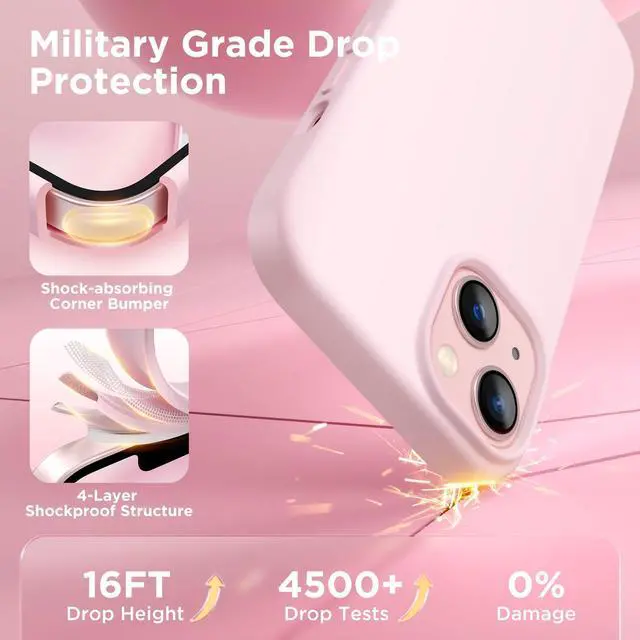 Alt view image 5 of 7 - _Mega Brand Magnetic for iPhone 13 Case & iPhone 14 Case, Compatible with MagSafe, [Soft Anti-Scratch Microfiber Lining], Slim Liquid Silicone Shockproof Protective Phone Case 6.1 inch, Chalk Pink