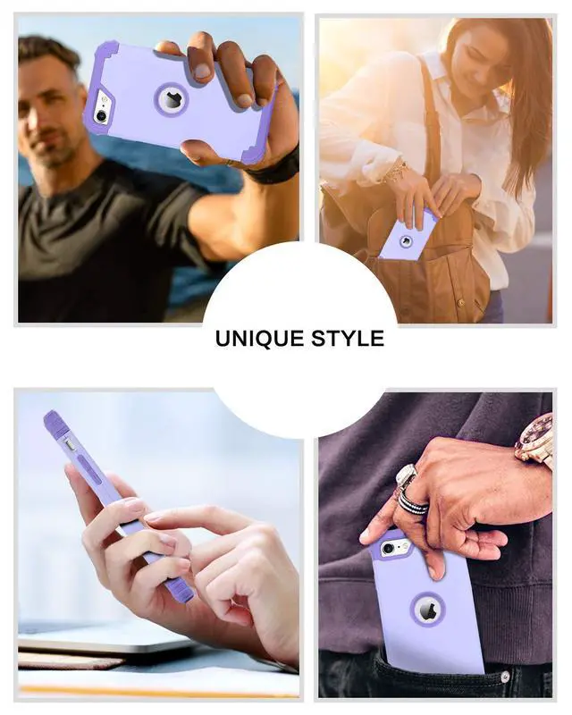 Alt view image 6 of 7 - _Mega Brand for iPhone SE 2022 Case and iPhone SE 2020 Case, Heavy Duty 3 in 1 Full Body Rugged Shockproof Hybrid Hard PC Soft Rubber Case for iPhone SE 3rd/2nd Gen, Light Purple/Lavender