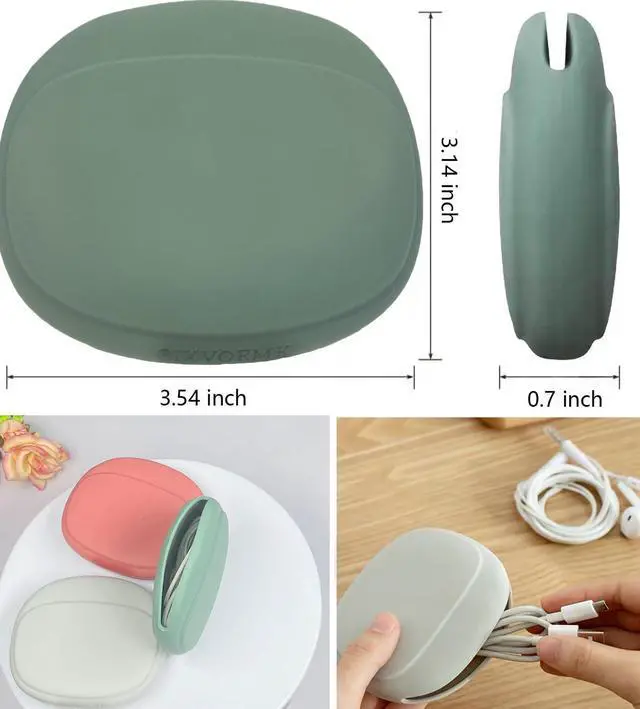 Alt view image 2 of 7 - Silicone Headphone Organizer-Data Cable Storage Case-Mini Key Box-Portable Wired Headphone Organizer(Red-Grey-Green-3PCS)