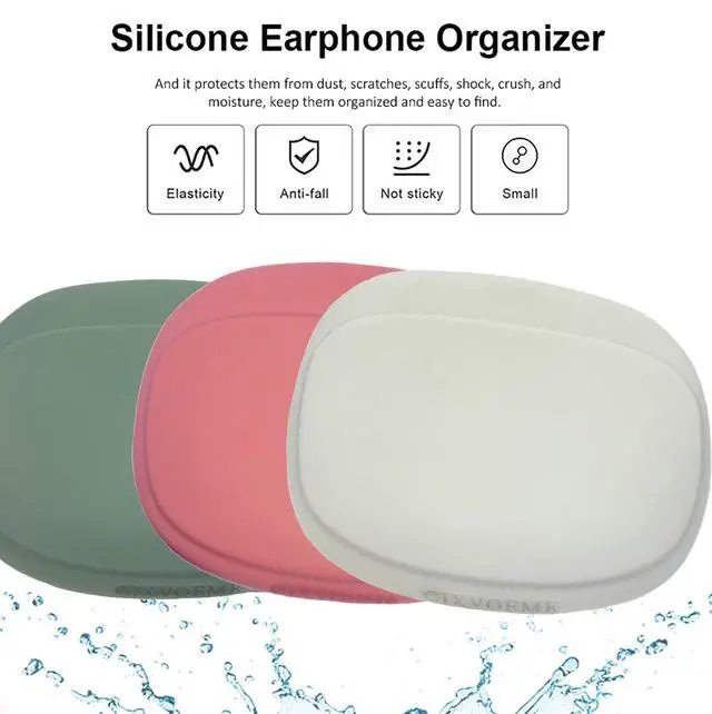 Alt view image 3 of 7 - Silicone Headphone Organizer-Data Cable Storage Case-Mini Key Box-Portable Wired Headphone Organizer(Red-Grey-Green-3PCS)