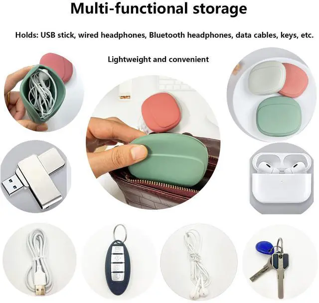 Alt view image 4 of 7 - Silicone Headphone Organizer-Data Cable Storage Case-Mini Key Box-Portable Wired Headphone Organizer(Red-Grey-Green-3PCS)