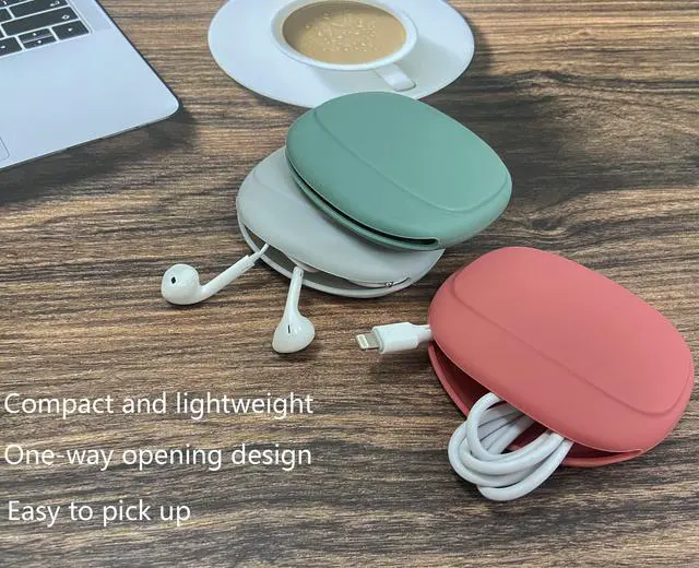 Alt view image 5 of 7 - Silicone Headphone Organizer-Data Cable Storage Case-Mini Key Box-Portable Wired Headphone Organizer(Red-Grey-Green-3PCS)