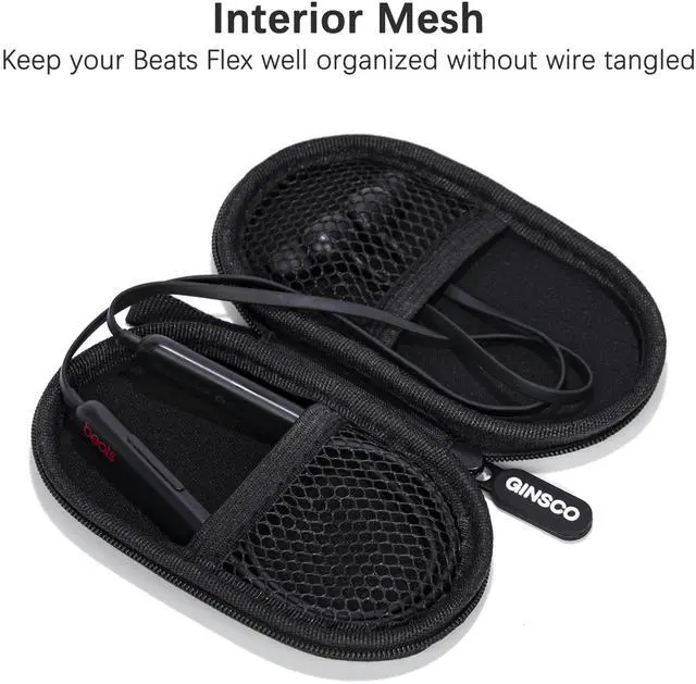 Alt view image 7 of 7 - Mini-Portable Case for Beats Flex Wireless Earbuds with Built-in Microphone Earphones, for Apple EarPods Headphones Wired Ear Buds/Samsung Galaxy Wired Earbuds Hard Case for Earphones(Black)