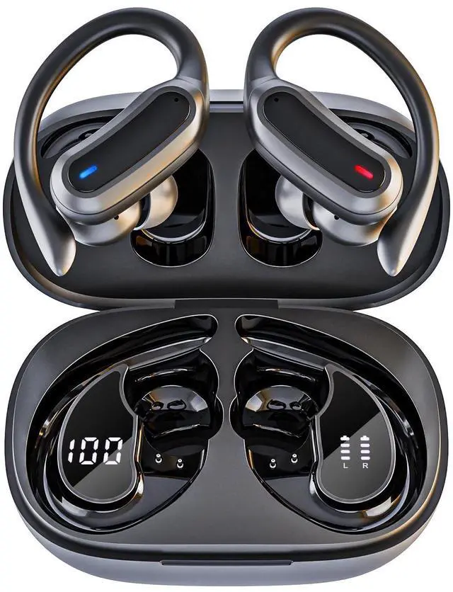 Main image of _Mega Brand Wireless Earbuds, Bluetooth 5.3 Headphones, True Wireless Stereo Earphones with IPX6 Waterproof, Noise Cancelling Mic, Fast Charging and Comfort Fit Ear Buds for Sports, Workouts - Black
