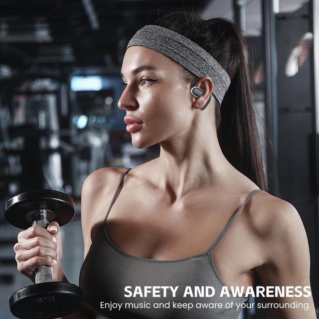 Alt view image 6 of 7 - Open Ear Wireless Earbuds Bluetooth Headphones, 80H Playtime Stereo Ear Buds with ENC Noise Cancelling, Fast Charging, IPX7 Waterproof Sports Earphones with Earhook for Running/Workouts (Black)