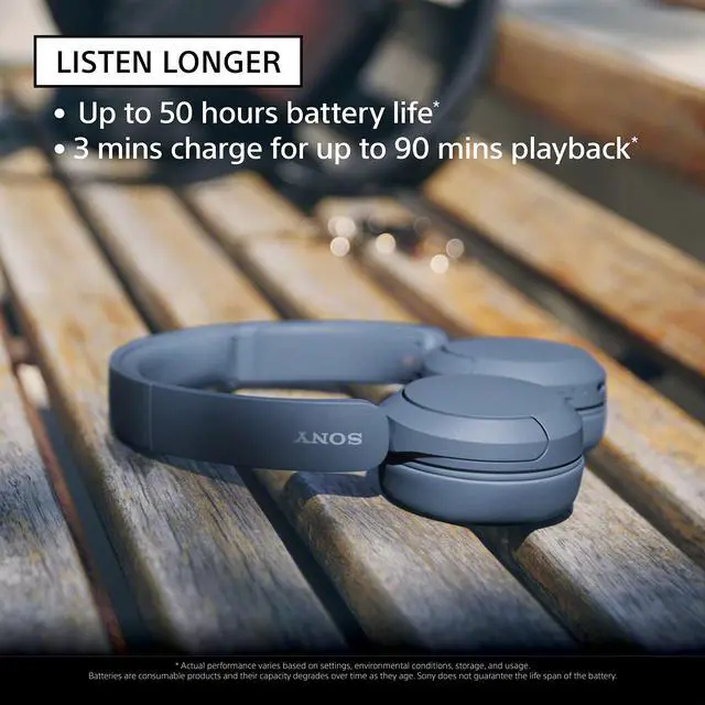 Alt view image 2 of 7 - Sony WH-CH520 Wireless Headphones Bluetooth On-Ear Headset with Microphone and up to 50 Hours Battery Life with Quick Charging, Blue
