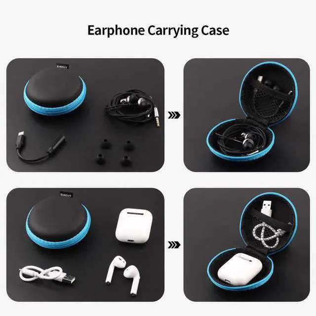 Alt view image 2 of 7 - _Mega Brand [5-Pack Earphone Carry Case, Small Round Pocket Earbud Travel Carrying Case with Zipper for Smartphone Earphone, Wireless Headset, USB Cable, SD Cards Storage Bags, Masks and More