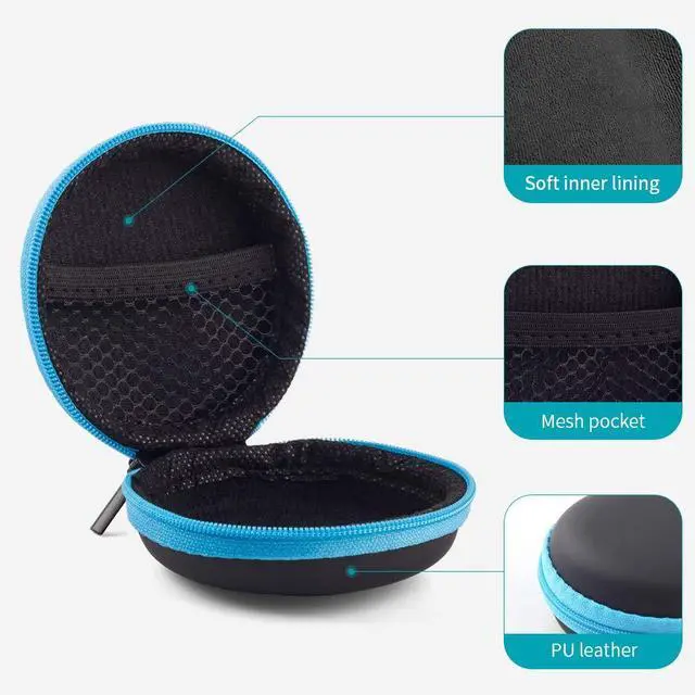 Alt view image 6 of 7 - _Mega Brand [5-Pack Earphone Carry Case, Small Round Pocket Earbud Travel Carrying Case with Zipper for Smartphone Earphone, Wireless Headset, USB Cable, SD Cards Storage Bags, Masks and More