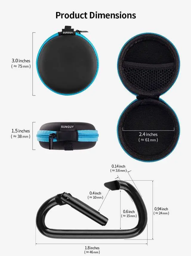 Alt view image 7 of 7 - _Mega Brand [5-Pack Earphone Carry Case, Small Round Pocket Earbud Travel Carrying Case with Zipper for Smartphone Earphone, Wireless Headset, USB Cable, SD Cards Storage Bags, Masks and More