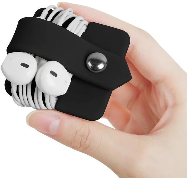 Alt view image 3 of 7 - _Mega Brand Headphone Case Cord Organizer Earbuds Holder Earphones Case Wrap Winder Headset Keeper Cord Manager Cable Organizer Black