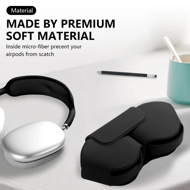 Alt view image 4 of 7 - Apple Airpods Max Smart Case Cover, Soft PU Leather Protective Cover Accessories for Airpod Max with Sleep Mode, Anti-Dust Travel Carrying Case for Airpods Pro Max Headphones, Black