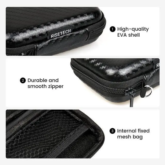 Alt view image 3 of 7 - Earbud Case, Earphone Carrying Case Holder Storage Mini Bag Headphone Small Pouch Cell Phone Accessories Organizer for EarPods Airpods Beats Flex Bose Wired Earbuds USB Cable Wall Charger