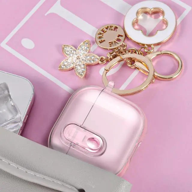 Alt view image 2 of 7 - (with Safety Lock) Clear Case Compatible with Cute Apple Airpods 4 Cases 2024 Women, Soft TPU Transparency Air pods 4 Gen Cases iPods 4 Earbuds Case Girl Bling Keychain for Airpod iPod 4th Gen