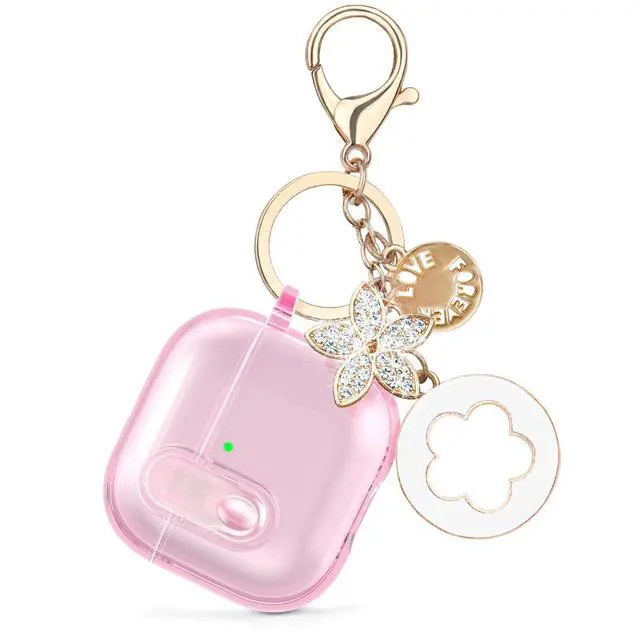 Alt view image 4 of 7 - (with Safety Lock) Clear Case Compatible with Cute Apple Airpods 4 Cases 2024 Women, Soft TPU Transparency Air pods 4 Gen Cases iPods 4 Earbuds Case Girl Bling Keychain for Airpod iPod 4th Gen