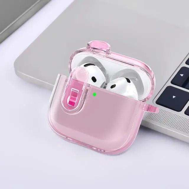 Alt view image 6 of 7 - (with Safety Lock) Clear Case Compatible with Cute Apple Airpods 4 Cases 2024 Women, Soft TPU Transparency Air pods 4 Gen Cases iPods 4 Earbuds Case Girl Bling Keychain for Airpod iPod 4th Gen